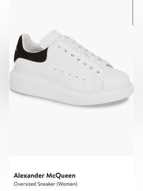 Alexander McQueen White Leather Oversized Sneaker with Black Heel